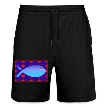 HUMOR. FISH. APRIL FOOL. HUMOR. SEA - Stanley/Stella Trainer Unisex Organic Jogging Shorts - black - Front - Nik (191cm) & Marisol (170cm)