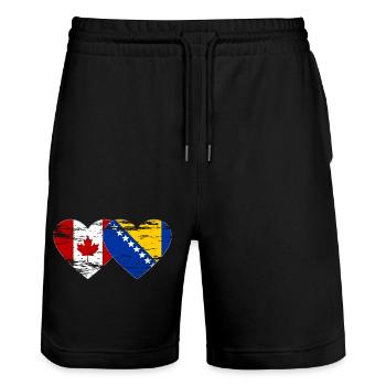 Canada Bosnie drapeau coeur utilisé - Short de jogging bio TRAINER Stanley/Stella unisexe - noir - Devant - Nik (191cm) & Marisol (170cm)