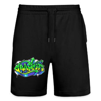 Kunst Strassenkunst Wildstyle Graffiti Zeichnen - Stanley/Stella Unisex Bio Joggingshorts Trainer  - Schwarz - Vorne - Nik (191cm) & Marisol (170cm)