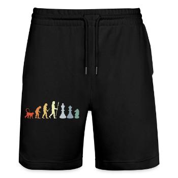 Chess Development - Stanley/Stella Trainer Unisex Organic Jogging Shorts - black - Front - Nik (191cm) & Marisol (170cm)