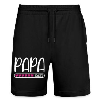 Papa loading - Stanley/Stella Unisex Bio Joggingshorts Trainer  - Schwarz - Vorne - Nik (191cm) & Marisol (170cm)
