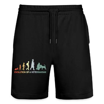Development from child to veterinarian - Stanley/Stella Trainer Unisex Organic Jogging Shorts - black - Front - Nik (191cm) & Marisol (170cm)