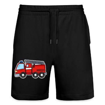 Camion de pompiers - Short de jogging bio TRAINER Stanley/Stella unisexe - noir - Devant - Nik (191cm) & Marisol (170cm)