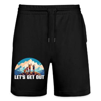 Nichts wie raus mit der Familie in die Natur - Stanley/Stella Unisex Bio Joggingshorts Trainer  - Schwarz - Vorne - Nik (191cm) & Marisol (170cm)
