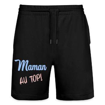 MOM. MOTHER'S DAY - Stanley/Stella Trainer Unisex Organic Jogging Shorts - black - Front - Nik (191cm) & Marisol (170cm)