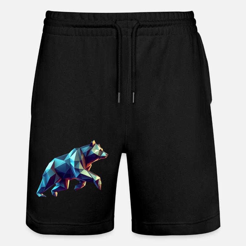 Geometrischer 3D-Origami-Bär - Stanley/Stella Unisex Bio Joggingshorts Trainer  - Schwarz