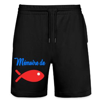 POISSON. MEMOIRE. HUMOUR - Short de jogging bio TRAINER Stanley/Stella unisexe - noir - Devant - Nik (191cm) & Marisol (170cm)