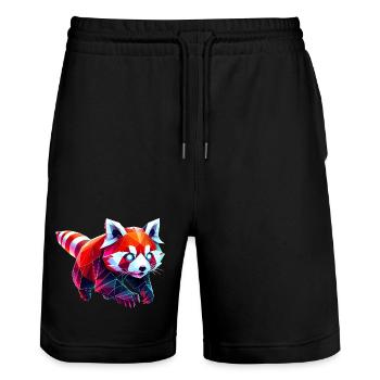 Red Panda Origami Geometric 3D - Stanley/Stella Trainer Unisex Organic Jogging Shorts - black - Front - Nik (191cm) & Marisol (170cm)
