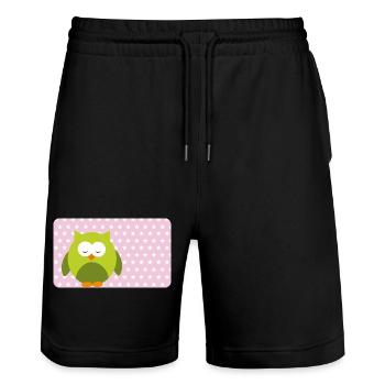 Lustige Eule mit Sternchen rosa | personalisierbar - Stanley/Stella Unisex Bio Joggingshorts Trainer  - Schwarz - Vorne - Nik (191cm) & Marisol (170cm)