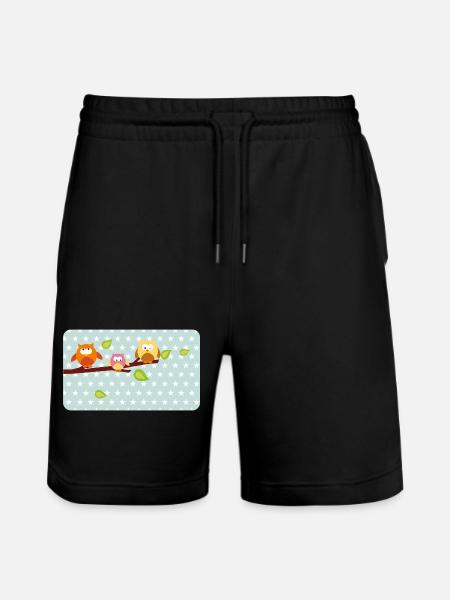 Little owls with mint asterisk | Customisable - Stanley/Stella Trainer Unisex Organic Jogging Shorts - black