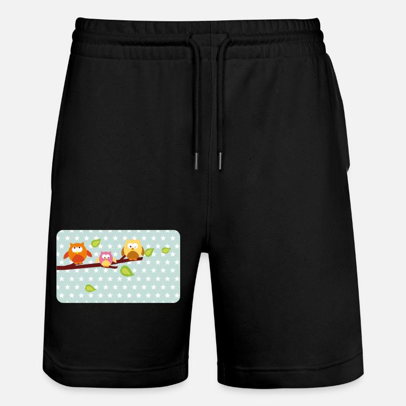 Petits hiboux avec astérisque menthe | Personnalisable - Short de jogging bio TRAINER Stanley/Stella unisexe - noir