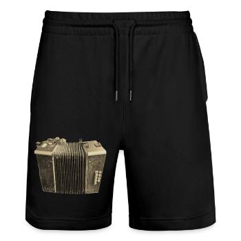 Retro Accordion - Sepia - Stanley/Stella Trainer Unisex Organic Jogging Shorts - black - Front - Nik (191cm) & Marisol (170cm)