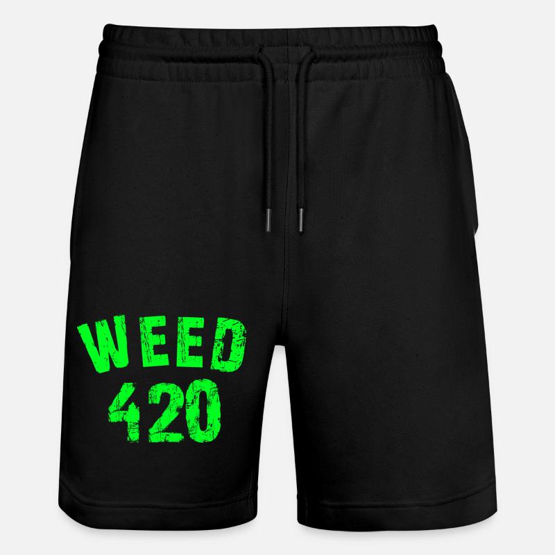 Motif 420 emblématique en vert fluo - Short de jogging bio TRAINER Stanley/Stella unisexe - noir