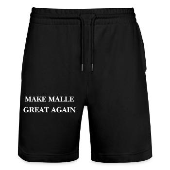 MAKE MALLE GREAT AGAIN - Stanley/Stella Unisex Bio Joggingshorts Trainer  - Schwarz - Vorne - Nik (191cm) & Marisol (170cm)