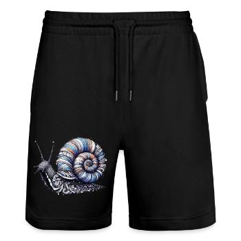 Schnecke - Stanley/Stella Unisex Bio Joggingshorts Trainer  - Schwarz - Vorne - Nik (191cm) & Marisol (170cm)