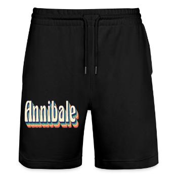 Vintage Retro Annibale T-Shirt T-Shirt T-Shirt - Stanley/Stella Unisex Bio Joggingshorts Trainer  - Schwarz - Vorne - Nik (191cm) & Marisol (170cm)