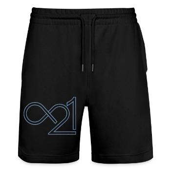 Bitcoin 21 millions infini minimaliste - Short de jogging bio TRAINER Stanley/Stella unisexe - noir - Devant - Nik (191cm) & Marisol (170cm)
