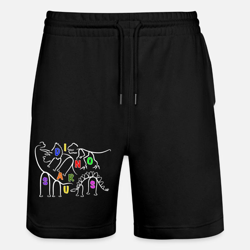 various Dinosaurs Dino line graphics - Stanley/Stella Trainer Unisex Organic Jogging Shorts - black
