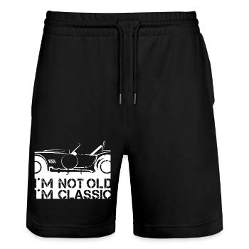 Classic Car Funny Sayings Icon Illustration - Stanley/Stella Trainer Unisex Organic Jogging Shorts - black - Front - Nik (191cm) & Marisol (170cm)