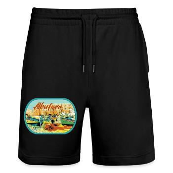 Albufeira Plage des Pêcheurs, praia dos pescadores - Short de jogging bio TRAINER Stanley/Stella unisexe - noir - Devant - Nik (191cm) & Marisol (170cm)