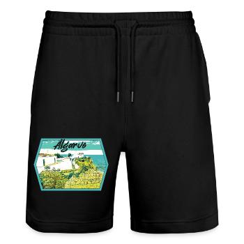 Algarve, Notre Dame da Rocha, Veranden - Stanley/Stella Unisex Bio Joggingshorts Trainer  - Schwarz - Vorne - Nik (191cm) & Marisol (170cm)
