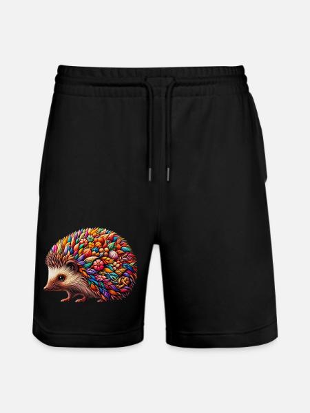 Hedgehog - Stanley/Stella Trainer Unisex Organic Jogging Shorts - black
