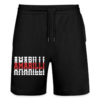 t-shirt amarilli t-shirt gift stacked text - Stanley/Stella Trainer Unisex Organic Jogging Shorts - black - Front - Nik (191cm) & Marisol (170cm)