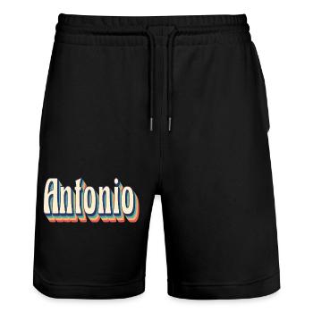 Antonio t-shirt retro vintage t-shirt gift - Stanley/Stella Trainer Unisex Organic Jogging Shorts - black - Front - Nik (191cm) & Marisol (170cm)
