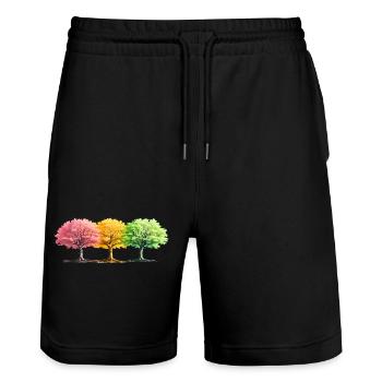 Arbres Forêt Fantastique Colorée - Short de jogging bio TRAINER Stanley/Stella unisexe - noir - Devant - Nik (191cm) & Marisol (170cm)
