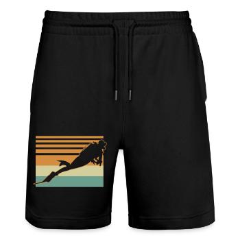 Diver Flag - Stanley/Stella Unisex Bio Joggingshorts Trainer  - Schwarz - Vorne - Nik (191cm) & Marisol (170cm)