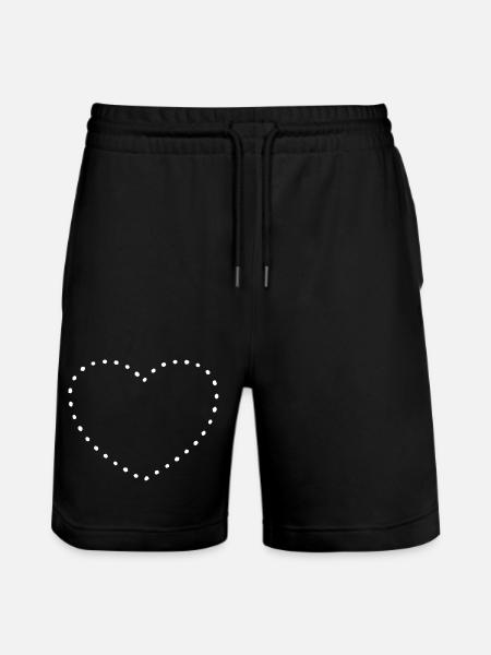 Heart white dots - Stanley/Stella Trainer Unisex Organic Jogging Shorts - black