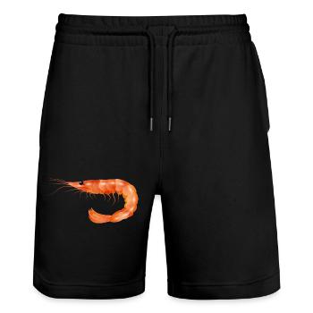 Pink Shrimp or Shrimp Hand Drawn - Stanley/Stella Trainer Unisex Organic Jogging Shorts - black - Front - Nik (191cm) & Marisol (170cm)