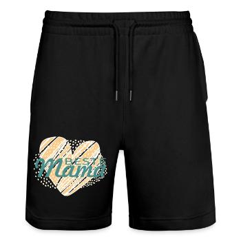 BesteMama - Stanley/Stella Unisex Bio Joggingshorts Trainer  - Schwarz - Vorne - Nik (191cm) & Marisol (170cm)