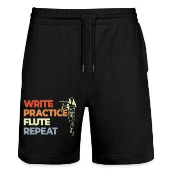 Write Practice Flute Repeat - Stanley/Stella Unisex Bio Joggingshorts Trainer  - Schwarz - Vorne - Nik (191cm) & Marisol (170cm)