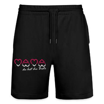 Mom You're the Best Heart Font Design - Stanley/Stella Trainer Unisex Organic Jogging Shorts - black - Front - Nik (191cm) & Marisol (170cm)