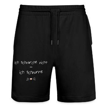 Je ne ronfle pas, je ronronne - Short de jogging bio TRAINER Stanley/Stella unisexe - noir - Devant - Nik (191cm) & Marisol (170cm)