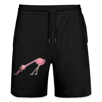 Flamingo Wurm - Stanley/Stella Unisex Bio Joggingshorts Trainer  - Schwarz - Vorne - Nik (191cm) & Marisol (170cm)