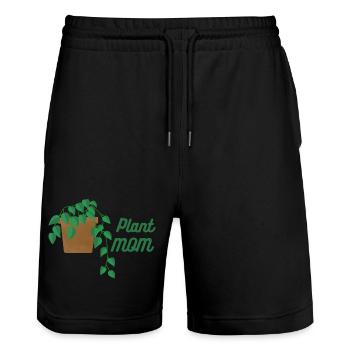 Plant mom - climbing plant - Stanley/Stella Trainer Unisex Organic Jogging Shorts - black - Front - Nik (191cm) & Marisol (170cm)