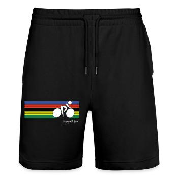Weltmeister im Radfahren #2 - Stanley/Stella Unisex Bio Joggingshorts Trainer  - Schwarz - Vorne - Nik (191cm) & Marisol (170cm)