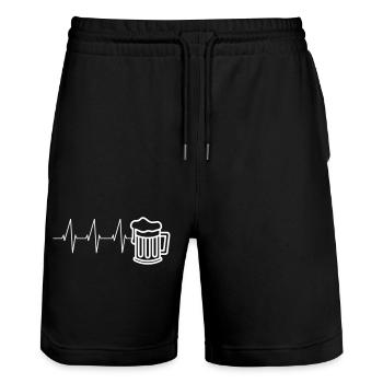 Herzschlag Bier - Stanley/Stella Unisex Bio Joggingshorts Trainer  - Schwarz - Vorne - Nik (191cm) & Marisol (170cm)