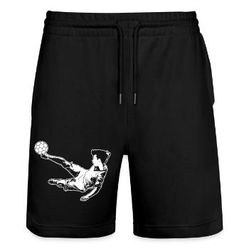 Fußballer Junge - Stanley/Stella Unisex Bio Joggingshorts Trainer  - Schwarz - Vorne - Nik (191cm) & Marisol (170cm)