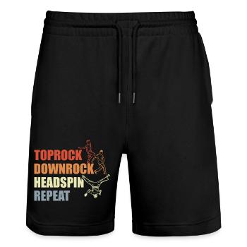 Breakdance Routine - Stanley/Stella Unisex Bio Joggingshorts Trainer  - Schwarz - Vorne - Nik (191cm) & Marisol (170cm)