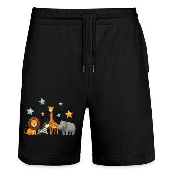Animaux africains - Short de jogging bio TRAINER Stanley/Stella unisexe - noir - Devant - Nik (191cm) & Marisol (170cm)