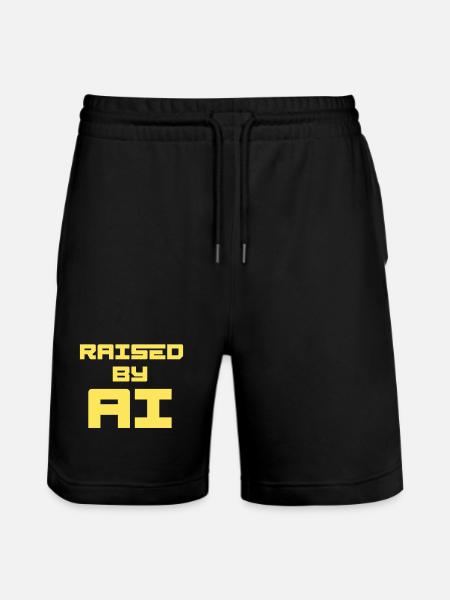 RAISED BY AI - Stanley/Stella Trainer Unisex Organic Jogging Shorts - black