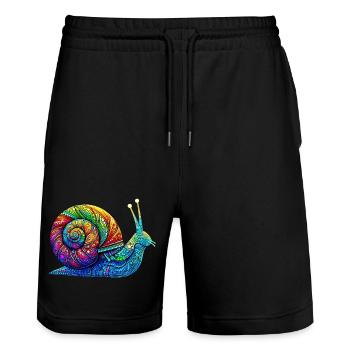 Escargot - Short de jogging bio TRAINER Stanley/Stella unisexe - noir - Devant - Nik (191cm) & Marisol (170cm)
