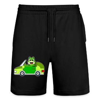 Frog Car - Stanley/Stella Trainer Unisex Organic Jogging Shorts - black - Front - Nik (191cm) & Marisol (170cm)