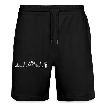 Berge Herzschlag Berg Bier - Stanley/Stella Unisex Bio Joggingshorts Trainer  - Schwarz - Vorne - Nik (191cm) & Marisol (170cm)