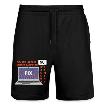 No picture 🤬 Klumpat! Retro Computer Humor Design - Stanley/Stella Trainer Unisex Organic Jogging Shorts - black - Front - Nik (191cm) & Marisol (170cm)