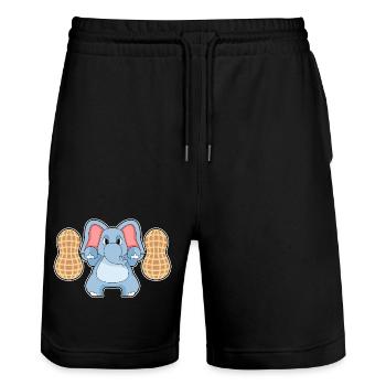 Elephant Bodybuilder Barbell Bodybuilding - Stanley/Stella Trainer Unisex Organic Jogging Shorts - black - Front - Nik (191cm) & Marisol (170cm)