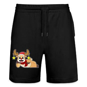 Rentier Weihnachten Winter - Stanley/Stella Unisex Bio Joggingshorts Trainer  - Schwarz - Vorne - Nik (191cm) & Marisol (170cm)